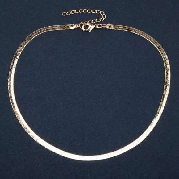 New 18k Gold Flat Blade Snake Link Chain Necklace - Picture 6 of 6